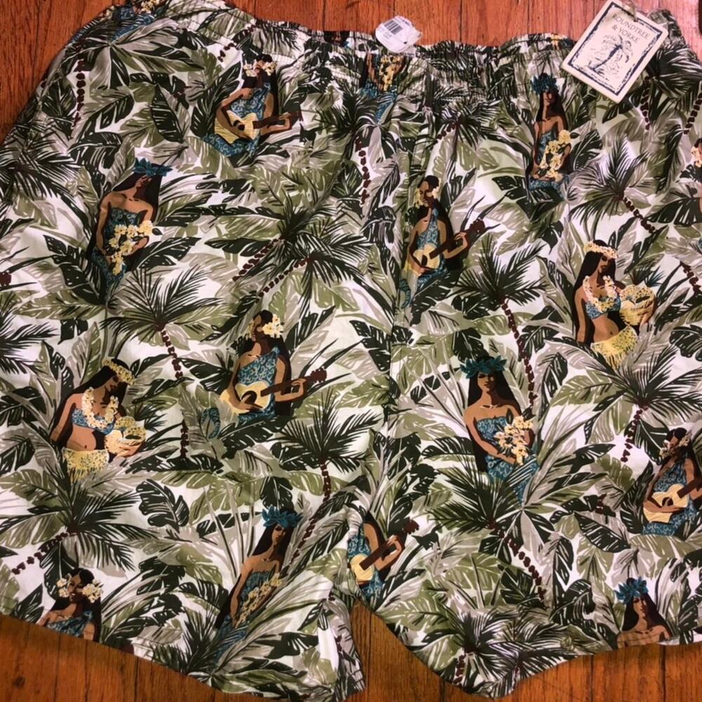 New Roundtree & Yorke Hawaiian Vintage Mens SwimTrunks Shorts XXL